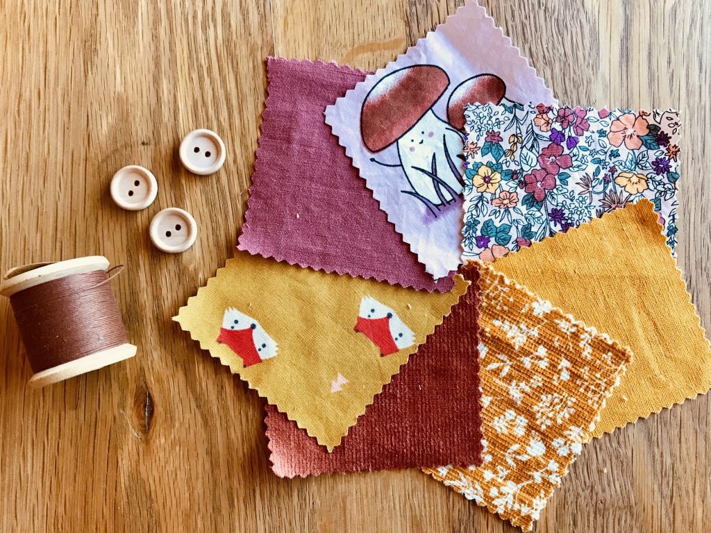 Autumn Fabric Colours, thread and buttons