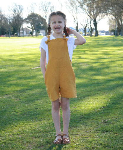 Tipa Dungarees sewing pattern by Below the Kōwhai