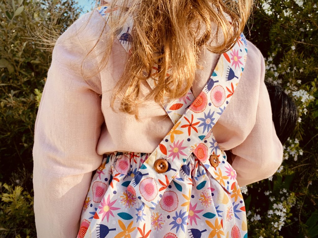 Tui Pinafore with straps by Below the Kōwhai